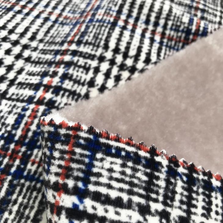 Grid Suede With Plush Fur Fabric